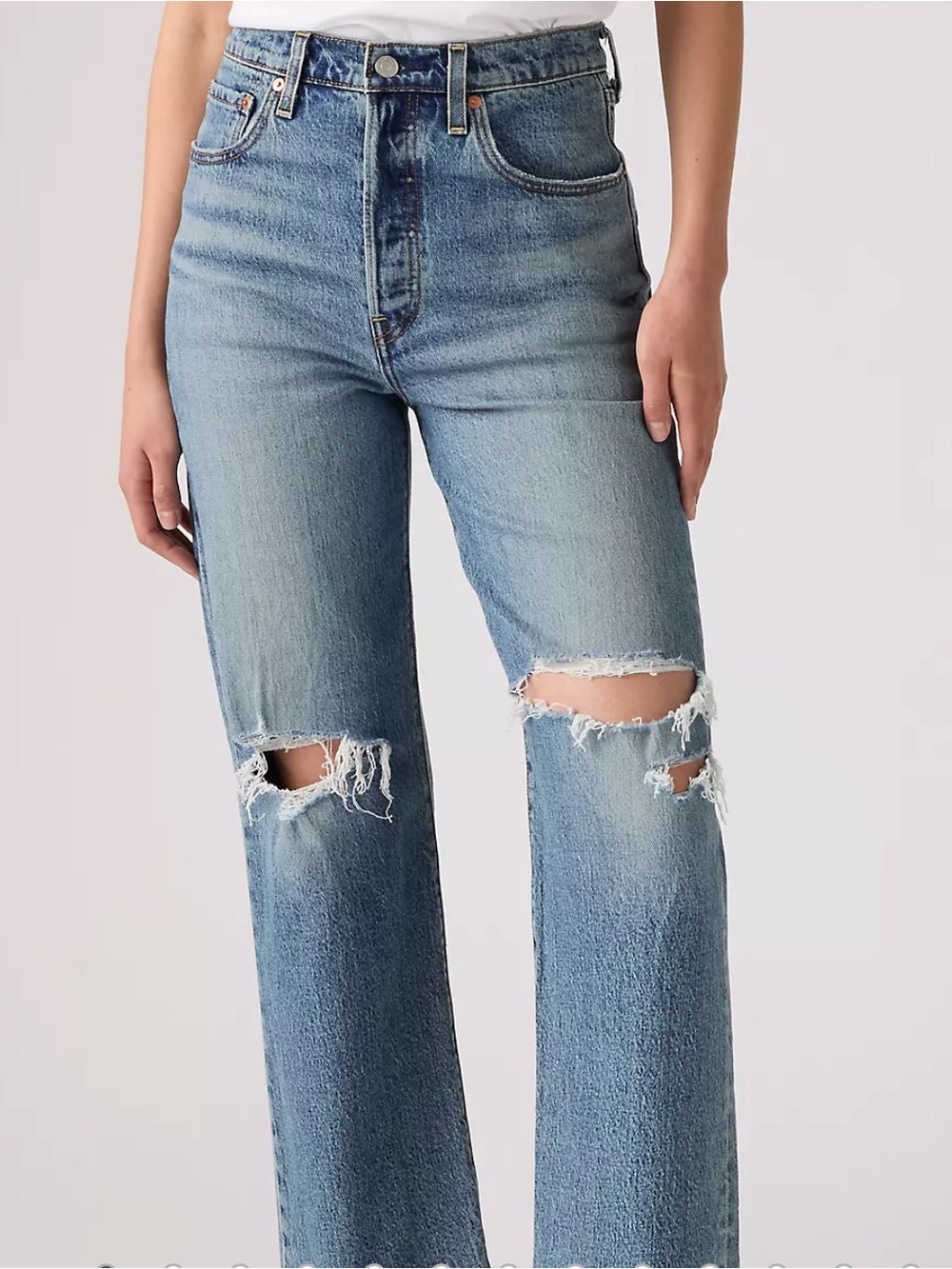 Levi's Light Blue Distressed Ankle Crop Jeans